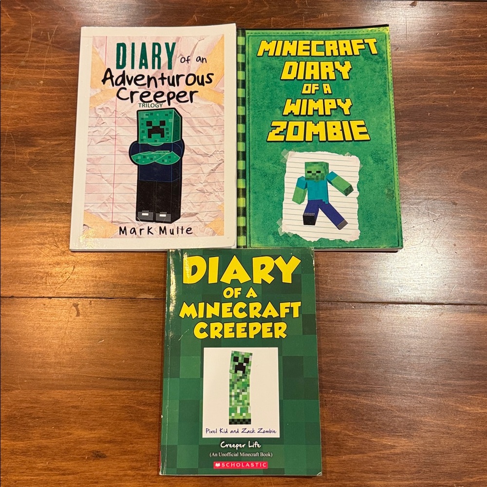 Minecraft 3 Paperback Set of Diary Of A Adventurous Creeper Zombie